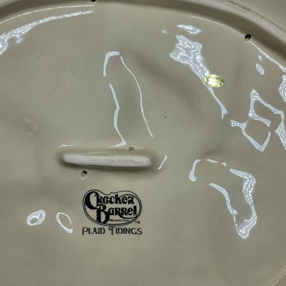 Cracker Barrel Plaid Tidings 3D Cardinal Platter Ceramic Holiday Serving Tray - Picture 7 of 14